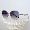 2023 Students Young Girls Popular New Style Personality Lovely Oval Frameless Coating Purple Black Khaki Blue Lens Women's Fashion Casual Sunglasses Wave Leg Design