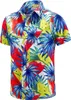 Camiseta hawaiana de manga corta para hombre, con botones estampados, camisas de vestir de playa de verano