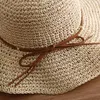 Chapéus de Aba Larga Protetor Solar de Palha Chapéu Balde Praia Selvagem Toldo Guarda-Sol Pequeno Fresco Feminino Verão Versão Coreana Acessórios