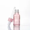 Flacon compte-gouttes en verre rose 10ml 20ml 30ml, bouteilles avec Pipette pour huile essentielle, liquide et réactif, conteneurs d'emballage pour cosmétiques Lgsfr
