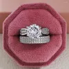 Cluster Rings 2023 Luxury 925 Sterling Silver Big Wedding Set per le donne da sposa Fidanzamento Finger Party Gift Designer Jewelry