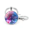 Nyckelringar Tree of Life Glass Cabochon Ring Time Gem Keychain Hanging Fashion Jewelry Will and Sandy Drop Delivery Dhwnt