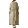 Robes de soirée 2023 mince coton doux col en v Patchwork imprimé Floral Chic ample confortable robe d'été vacances voyage Style femmes décontracté