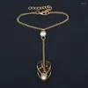 Link Bracelets Vintage Rhinestone-Bracelet Ring Wrist Chain Jewelry Fashion Hollow Hand Back Bangle Female Women Arrow-Bracelet