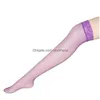 Chaussettes Sexy Bas Résille Dentelle Maille Sous-Vêtements Lingerie Femmes Vêtements Noir Rouge Violet Drop Delivery Vêtements Dhqqe