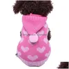 Dog Apparel Cat Sweater Hoodie Hearts Patterns Jumper Pet Puppy Coat Jacket Warm Clothes For Chihuahua Yorkie Poodledog Drop Deliver Dh2Xq