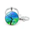 Nyckelringar Tree of Life Glass Cabochon Ring Time Gem Keychain Hanging Fashion Jewelry Will and Sandy Drop Delivery Dhwnt