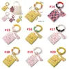 Link Bracelets Food Grade Silicone Bead Hand String Key Ring PU Tassel Card Bag Bracelet