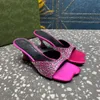 2023 Designer Style Sandals Rose Red Sexy Open Toe Half Slippers Summer Beach Wedding Dress High Heels 35-42 With Box