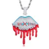 Glow in the Dark Hip Hop Jewelry Mens 925 Sterling Silver VVS Moissanite Diamond Iced Out Stitched Lips Pendant With Chain