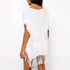 T-shirt da donna Summer Cover Up Costumi da bagno donna Nappe Camicette da spiaggia Bikini Wear Costumi da bagno bianchi neri Mini abito sciolto solido