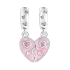Para pandora charms cuentas de plata esterlina Pulsera Color Collection Double Love Pink charmes ciondoli