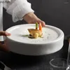 Płyty okrągłe wyróżnione ceramiczne makaron sushi stek stek prosta restauracja solidna zastawa stołowa do gotowania naczynia obiadowe