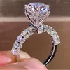 Cluster Rings Real 18K Solid Gold Women Wedding Anniversary Engagement Party Ring Crown 6 7 8 9 10 Ct Round Moissanite Diamond Trendy