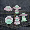 Pins Brooches Europe Spaceship Paint Cat Letter Letter Geometric круглый лунный звезда ковбойские контакты Unisex Emamel Одежда