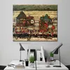 Landscape Canvas Art Houses with Laundry Aka Seeburg Egon Schiele Painting Handcrafted Artwork Home Decor for Bedroom