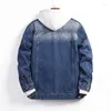 Herrjackor plus storlek 6xl 7xl Spring Men's Hole Denim Jacket Högkvalitativ bomullsgata Mens Fat Jean Blue Brand Coats