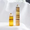 Natural yellow fluorite Energy Pillar rough stone crafts ornaments Ability Quartz Tower Mineral Healing wands Reiki Crystal Point Nkbhb