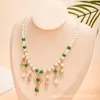 Pendant Necklaces Vintage Chinese Style Necklace For Women's Green Ancient Aesthetic Beautiful Pearl Bracelet Wholesale Gift