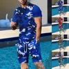 Herrspårar Män 3D Short Sleeve Suit Shorts Beach Tropical Hawaiians Body Sports Dress Jackets för män Sätt dig