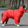 Hundkläder PET Big Dog Raincoat Outdoor Waterproof Clothing Hooded Jumpsuit Puppy Labrador 230616