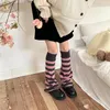 Kadın Socke Kore Pembe Punk Stripe Japon Boot manşetleri Örgü Serpme Gotik JK Harajuku Uzun Kablo Alevlendi