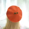 かわいい緑の葉を持つベレー帽オレンジベレーkawaiiロリータ女の子フルーツハットハンドメイドウールキャップ春秋冬のビーニーZ0616