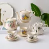 Mugs Tumbler Water Glass Hollow Ceramic Cup Kettle Cups Dish Set eftermiddag Te Mugg Milk Flower Coffee S Glasögon