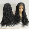 Aspect naturel 30 pouces de long cheveux synthétiques couleur noire ondulé doux dreadlocks perruque 9 * 6 dentelle frontale perruques pour femme noire