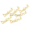 Pendants Sauvoo 5Pcs/Lot Lovers Gift Diy Jewelry Findings Charm Onelove Word Engraved Stainless Steel Necklace Pendant Gold Color Dr Dhtc0