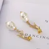 Orecchini pendenti Golden Wealth Palm Finger Thread Fascino di perle d'imitazione Trendy Brincos Bijoux Boucle D'oreille