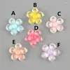 Charms 10pcs 24mm Transparent Colors Acrylic Resin Spring Flowers Cameo Cabochons Ornament Accessories Embellishments DIY