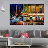 Modern Canvas Wall Art Paris Recruitement Cafe Handcrafted Landscape Painting New House Decor