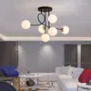 Chandeliers Modern LED Pendant Lamp Glass Ball Luster E27 Bulb Black Ceiling Is Applicable To Living Room And Bedroom Lighting