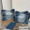 Sac de Shopping en Denim, fourre-tout de voyage pour femme, sac à bandoulière le plus cher avec chaîne en argent