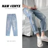 Mens Jeans Summer Slim Fit For Streetwear Korean Designer Regular Distressed Denim Homme Pants Hip Hop Hole Byxor 230615