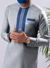 Etnische Kleding Ramadan Eid Mannen Afrikaanse Midden-Oosten Casual Grijs Slim Fit Shirt Camisas Moslim Mode Arabisch