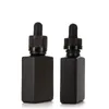 Frascos conta-gotas de vidro fosco preto 30ml Reagentes líquidos Frascos quadrados de óleo essencial Perfume Frascos de óleo de fumaça e líquidos Ufrjc