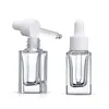 Clear Square Glass Dropper Bottle Essential Oil Perfume Bottle 15ml with White/Black/Gold/Silver Cap Fiqxp