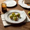 Пластины французская рельефная тарелка керамическая винтажная посуда для кухни и еды с большим широким ужином салатом
