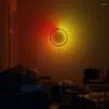 Lâmpada de parede design moderno luz led sala de estar sofá círculo rgb com controle remoto luzes coloridas para casa