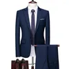 メンズスーツ2023メンズスーツ3ピースセットブレザーパンツクラシックビジネス紳士フォーマルグルームウェディングドレスプラスサイズ高品質6xl