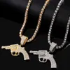 Pendant Necklaces Fashion Bling Iced Out 5mm Tennis Chain Necklace for Women Men with Submachine Gun Hip Hop Rapper Jewelry Gift 230613