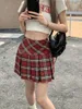 Skirts Plus Size 5xl Women's School Style A Line Pleated Mini Skirt Lady Summer High Waist Red Plaid Short