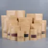 8Size Kraft Paper Bag Food Moisture Barrier Påsar Tätning Pouch Food Packing Påsar Återanvändbara plast Front Transparent Väskor Partihandel