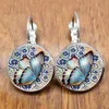 Boucles d'oreilles papillon bohème Vintage dôme de verre rond Dangle femmes bijoux d'été