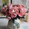 Fleurs séchées offre spéciale 1 pièce/8 grandes fleurs artificielles, bouquet de pivoines en soie avec feuilles, boutique de bricolage, jardin de maison
