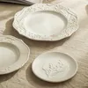 Plates French Relief Plate Ceramic Vintage Dinnerware For Kitchen And Eating Large Wide Dinner Salad