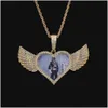 Pendentif Colliers Hip Hop Po Collier Personnalisable Coeur Aile Médaille Pour Memorial Fashion Drop Delivery Bijoux Pendentifs Dh3Vm