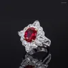 Цепи бренд подлинные роскошные настоящие драгоценности Tiktok Live S925 Интегрированное тело серебряное ювелирное украшение симуляция Red Treasure Ring Servg